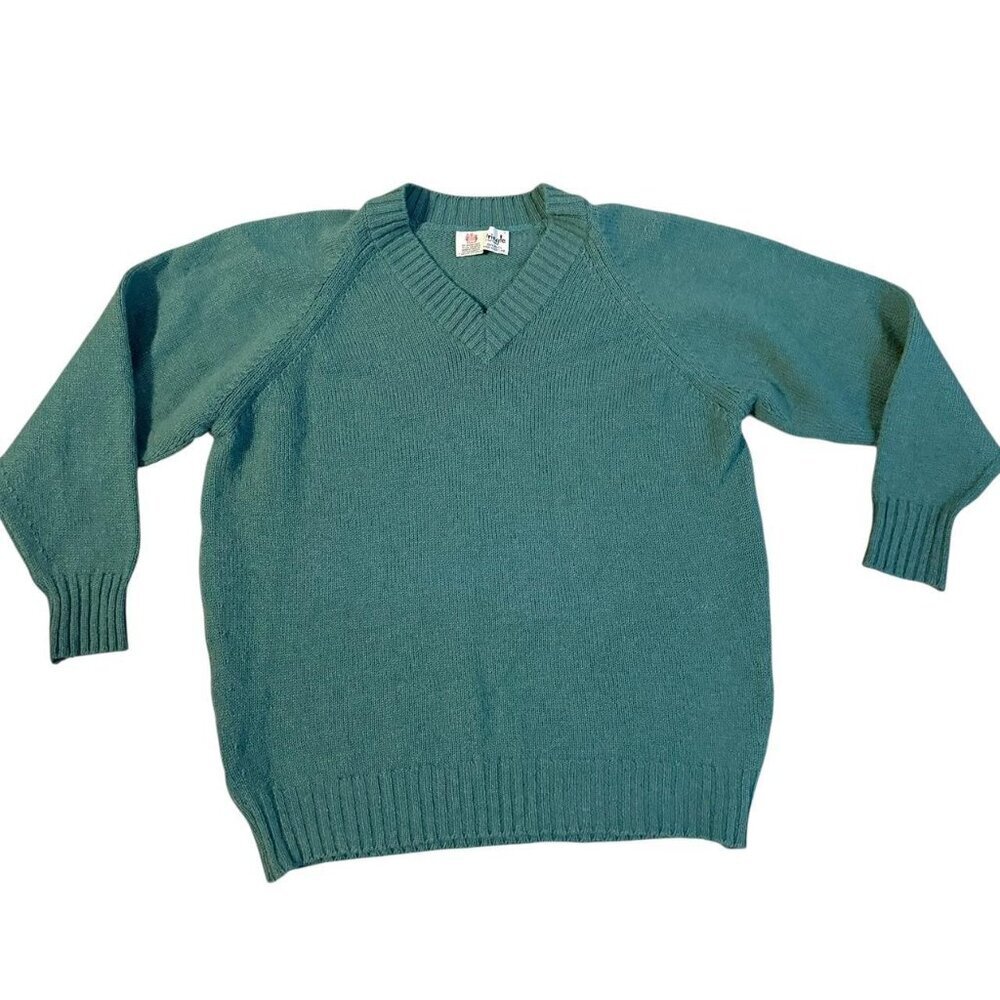 Vintage Pringle Of Scotland Green Wool Sweater Size M
